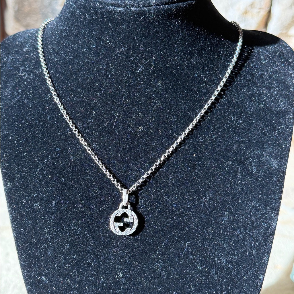 Gucci Silver Logo Pendant Necklace 599$